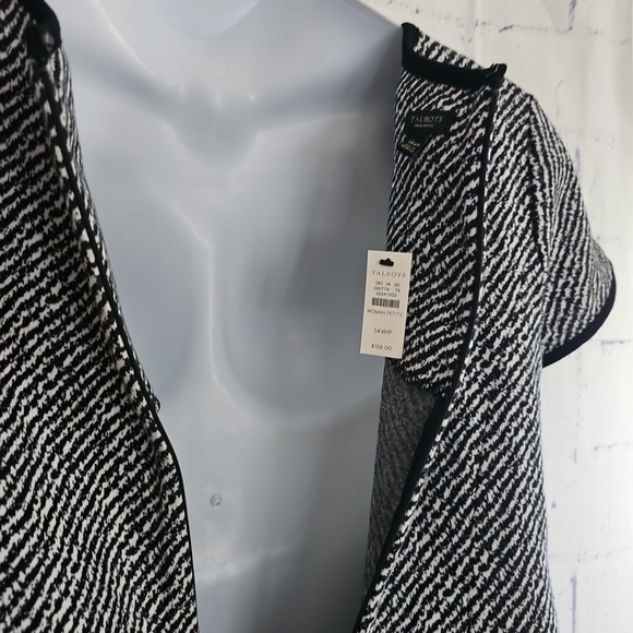 Talbits Petites Black & White Tweed Look Shift Dress Plus 14WP Short Sleeve New - Picture 10 of 15